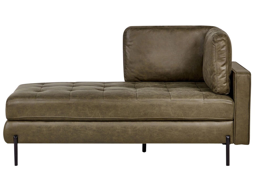 Rebais Right Hand Faux Leather Chaise Lounge Green