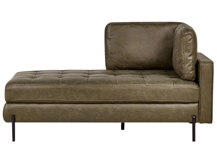 Rebais Right Hand Faux Leather Chaise Lounge Green