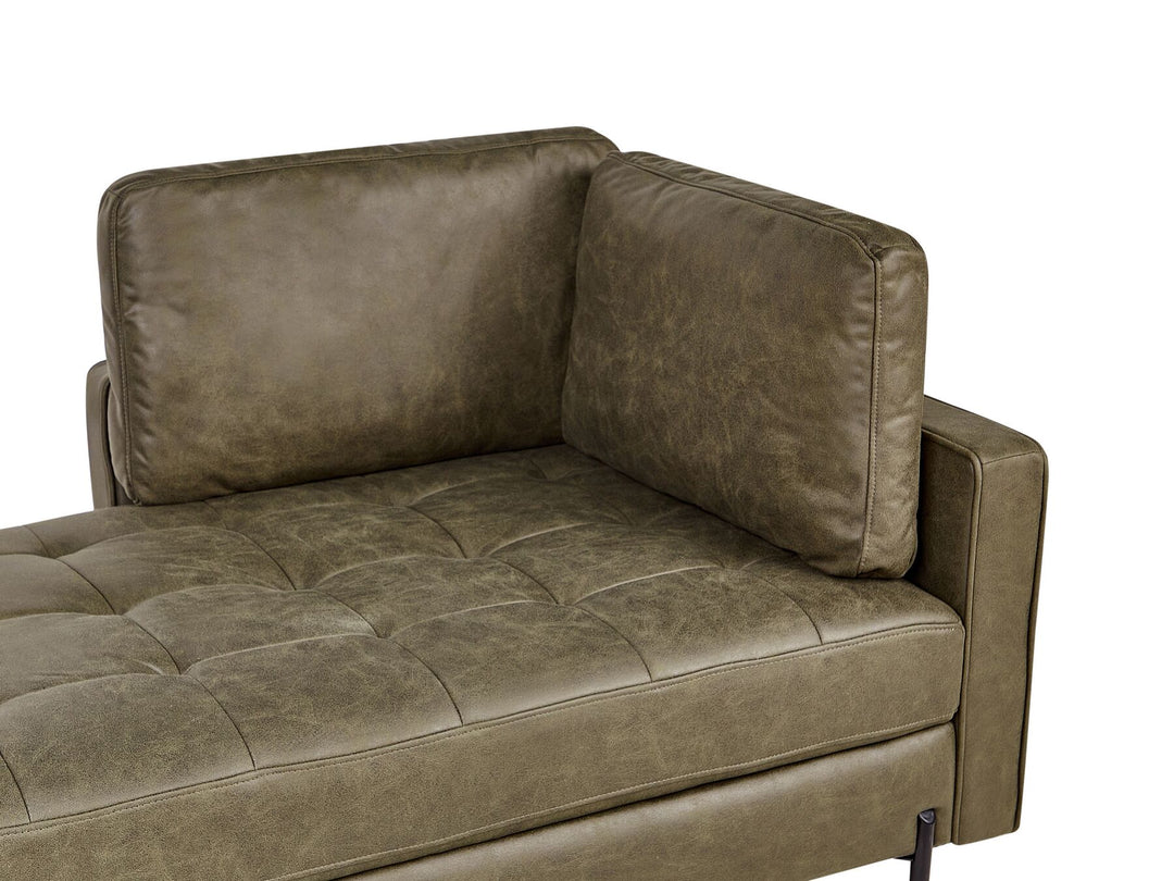 Rebais Right Hand Faux Leather Chaise Lounge Green