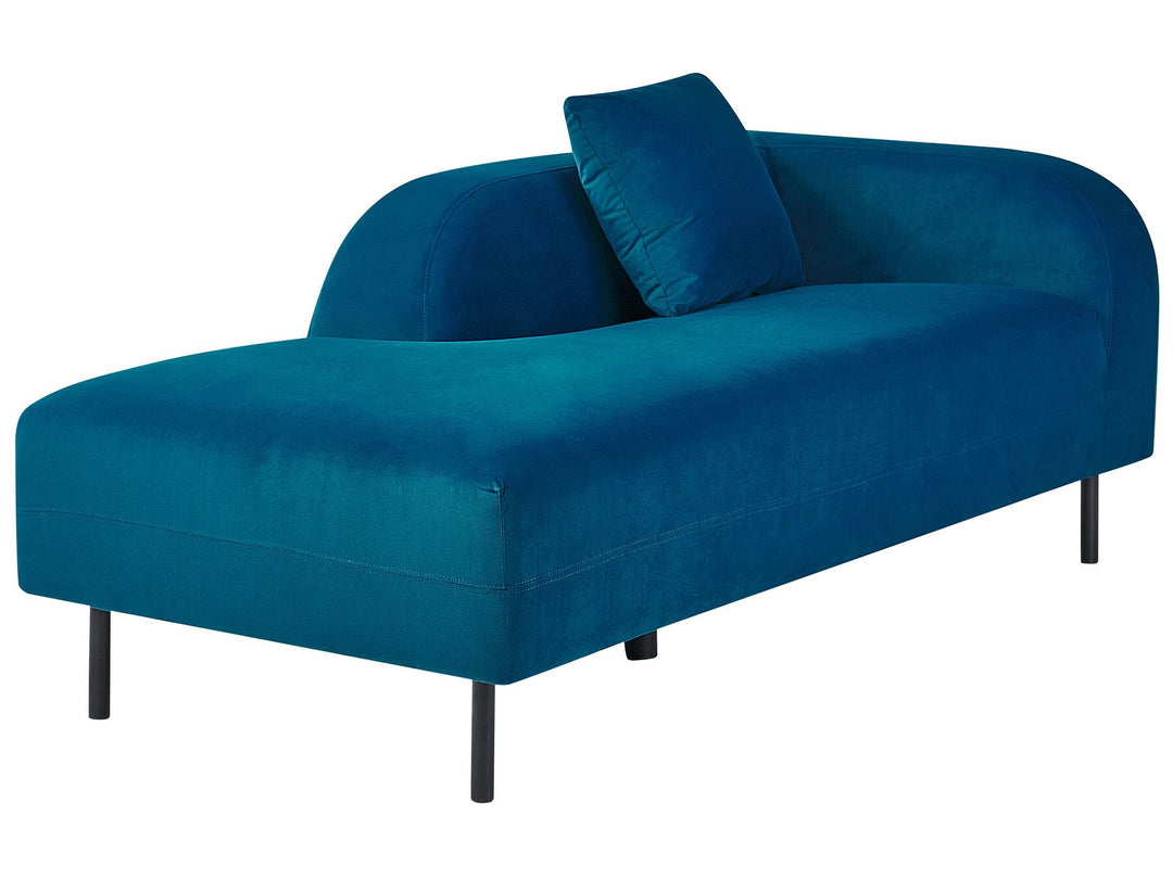 Le Crau Right Hand Velvet Chaise Lounge Navy Blue