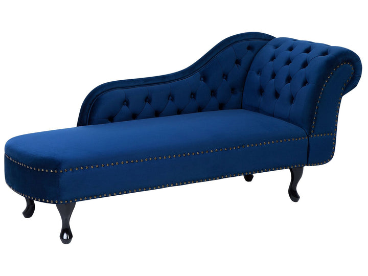 Right Hand Chaise Lounge Velvet Navy Blue Davene