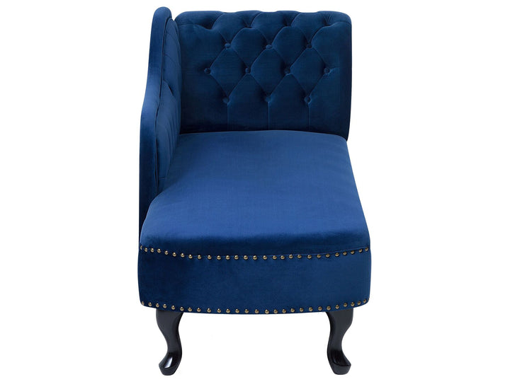 Right Hand Chaise Lounge Velvet Navy Blue Davene