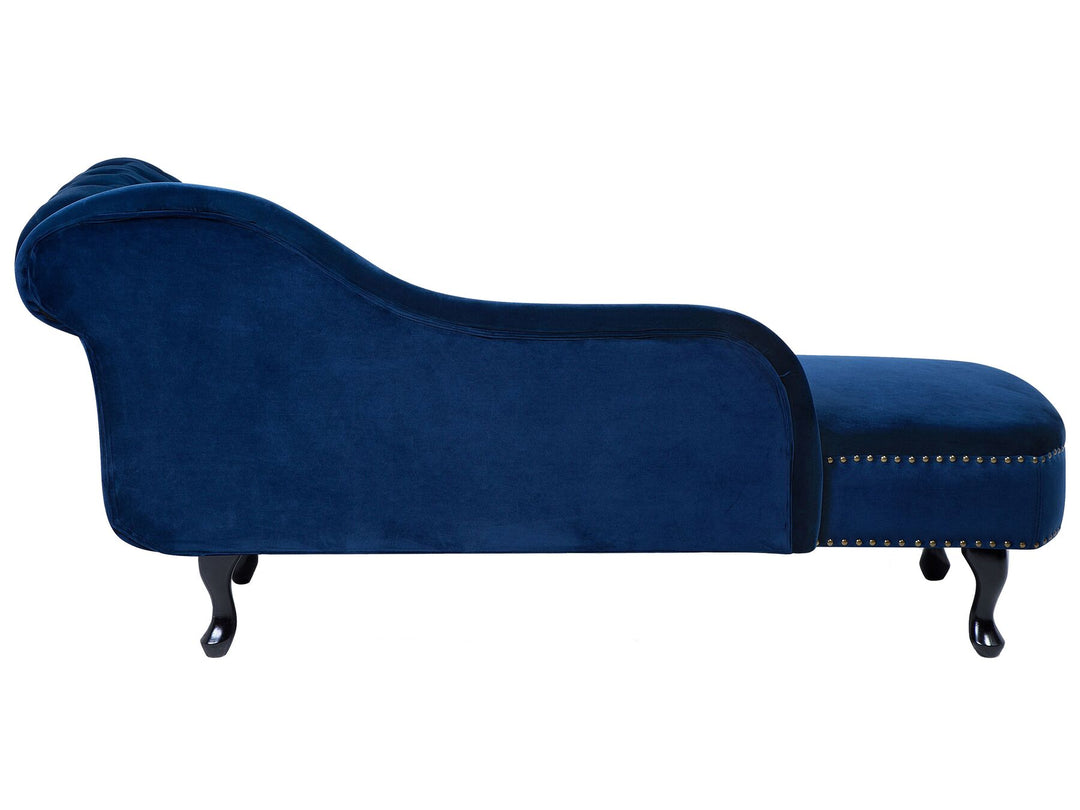 Right Hand Chaise Lounge Velvet Navy Blue Davene