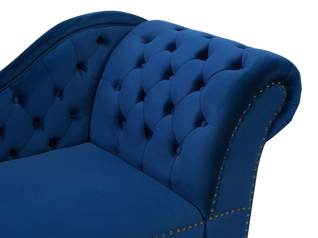 Right Hand Chaise Lounge Velvet Navy Blue Davene