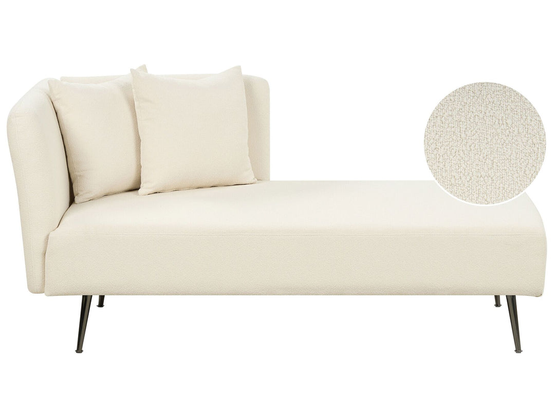 Riom Left Hand Boucle Chaise Lounge White