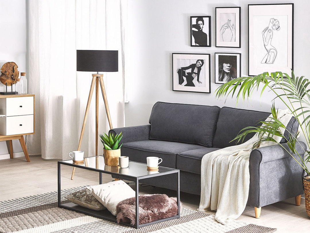 Ronneby 3 Seater Velvet Sofa Grey