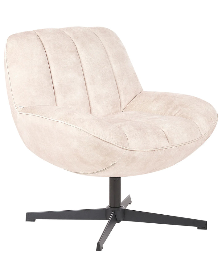 Lia Swivel Armchair with Footstool Velvet Beige