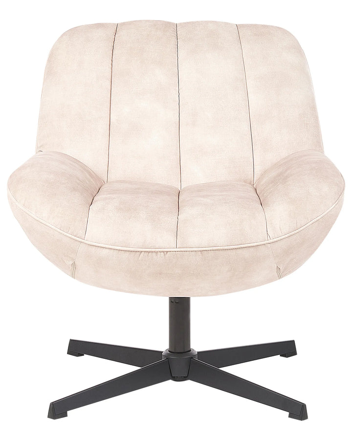 Lia Swivel Armchair with Footstool Velvet Beige