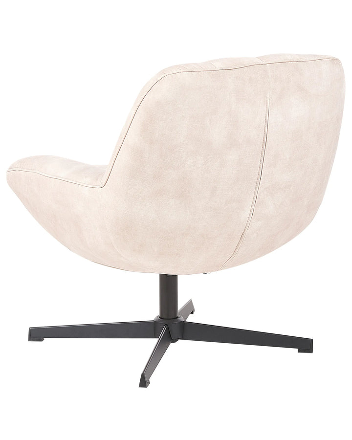Lia Swivel Armchair with Footstool Velvet Beige