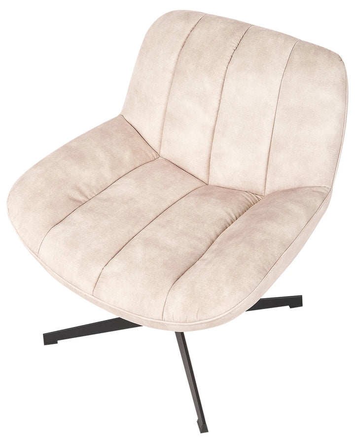 Lia Swivel Armchair with Footstool Velvet Beige