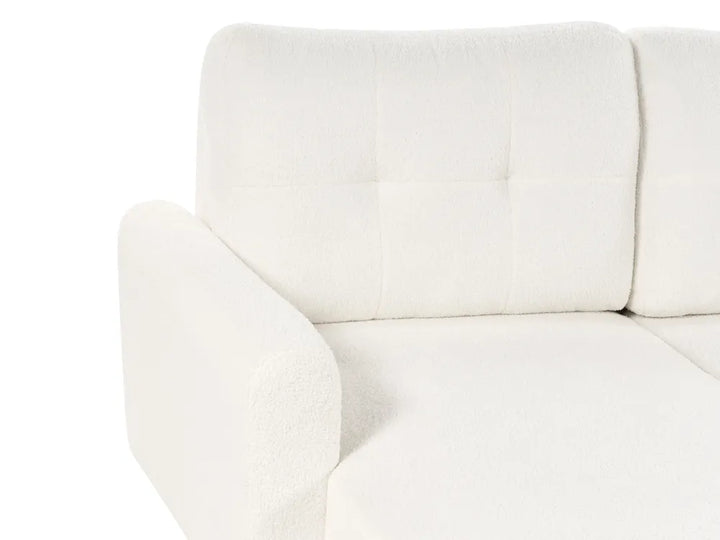 Sofa Bed 3 Seater Boucle Off-White with Storage Right Hand Arwilla