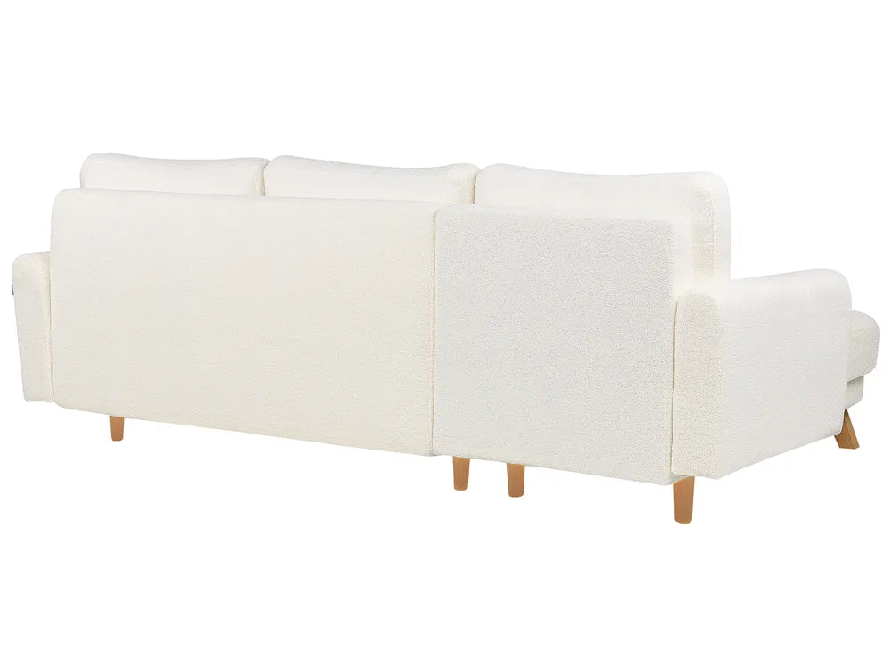 Sofa Bed 3 Seater Boucle Off-White with Storage Right Hand Arwilla