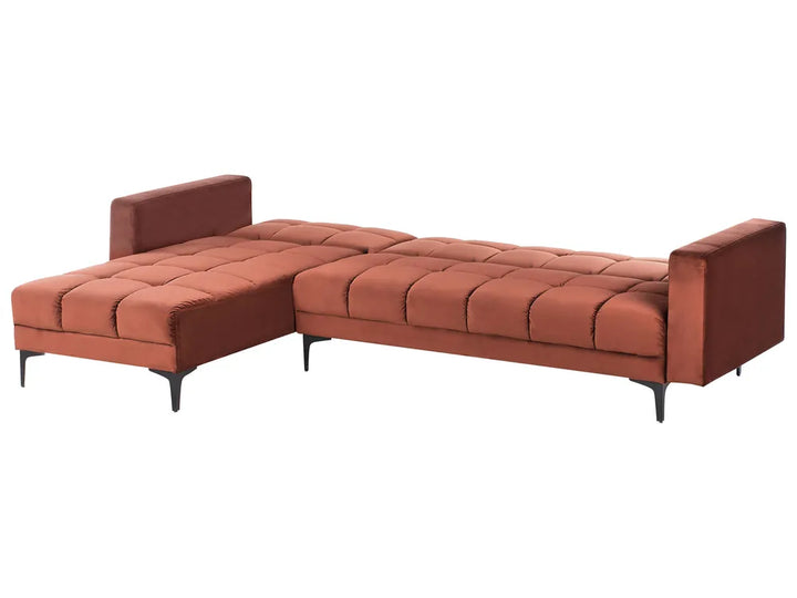 Modular Corner Sofa Bed 4 Seater Velvet Light Red Right Hand Yosef
