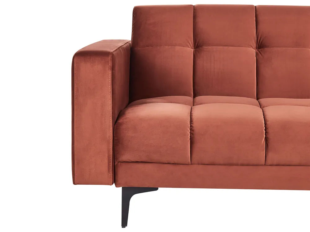 Modular Corner Sofa Bed 4 Seater Velvet Light Red Right Hand Yosef