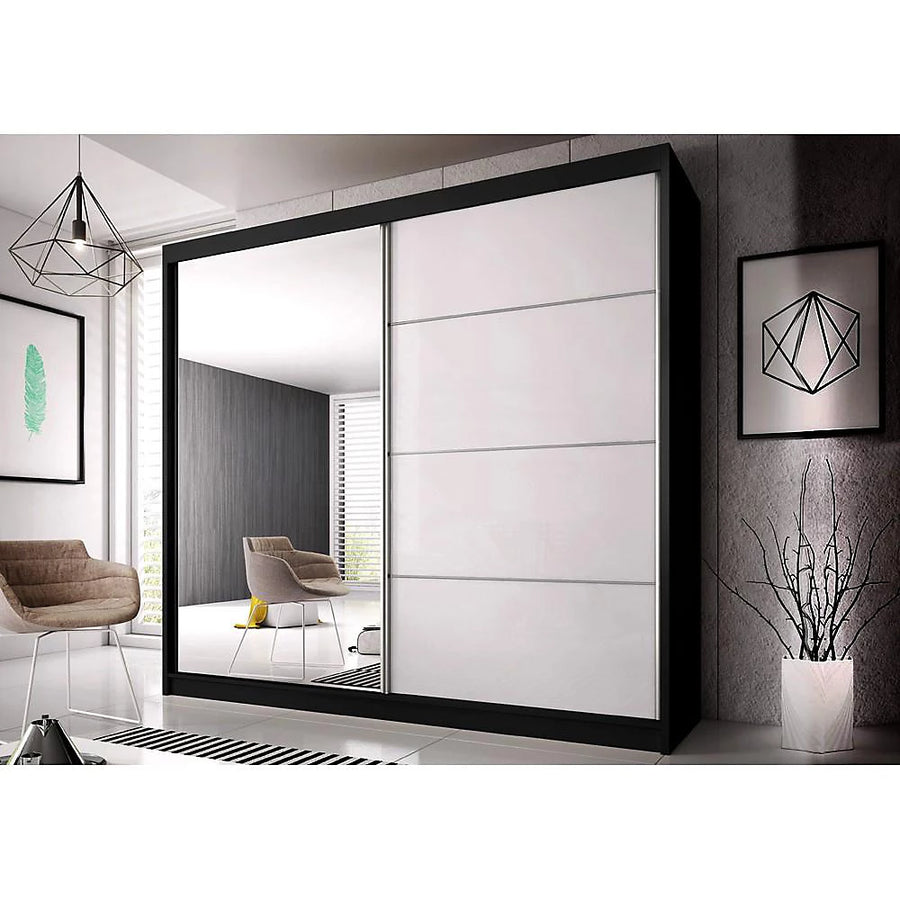 MULTI 233cm - Black Sliding Door Wardrobe