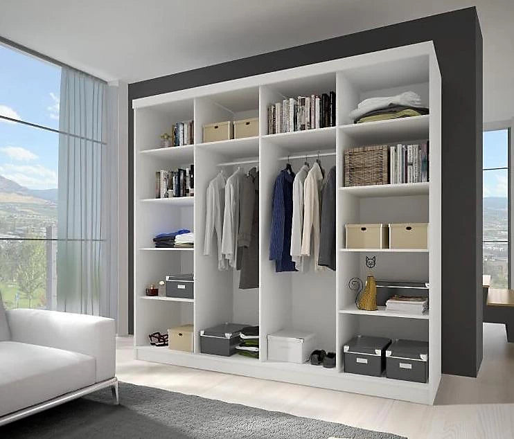 MULTI 233cm - Black Sliding Door Wardrobe