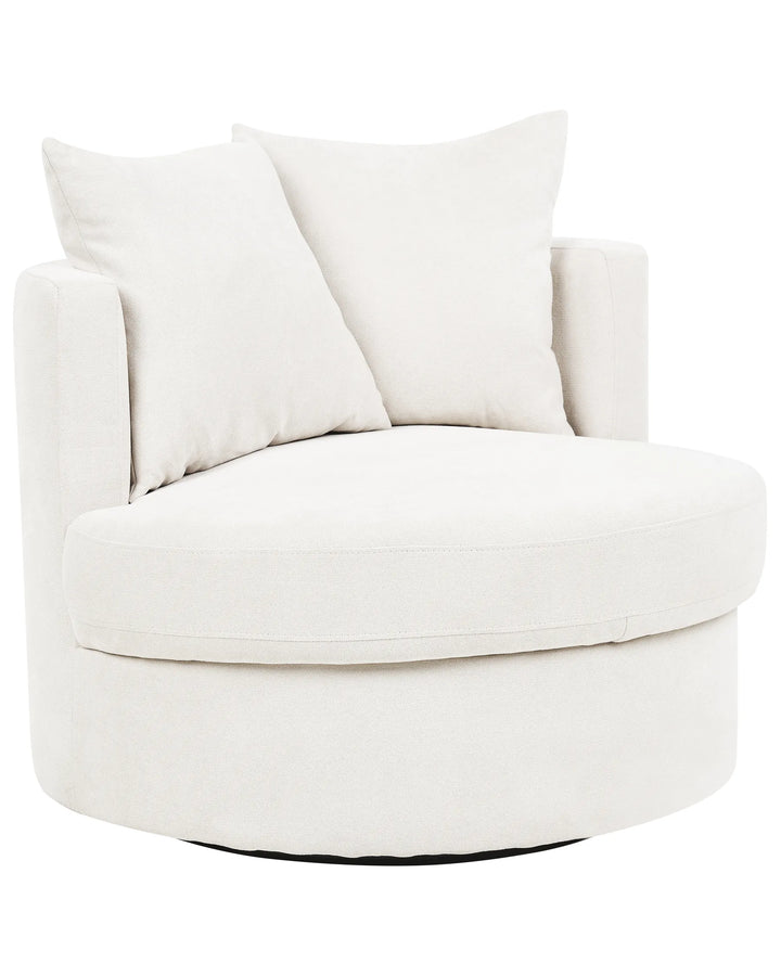 White swivel chair with cushions on a white background