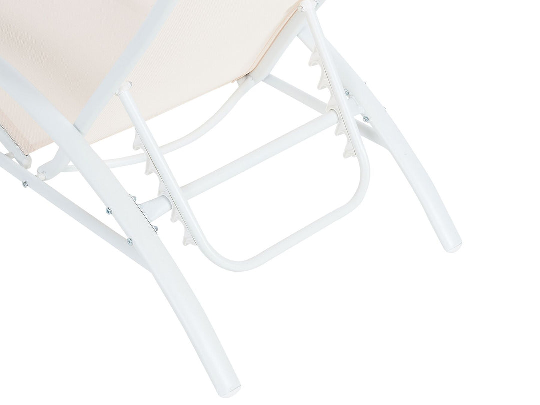 Steel Folding Garden Sun Lounger Beige Philippos