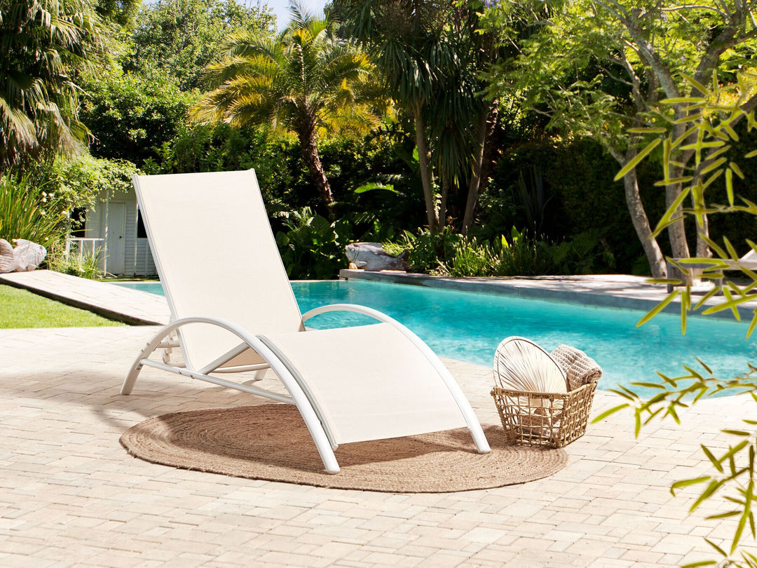 Steel Folding Garden Sun Lounger Beige GAETA