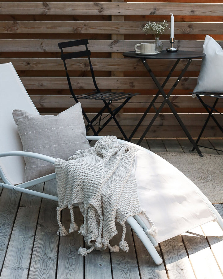 Steel Folding Garden Sun Lounger Beige Philippos