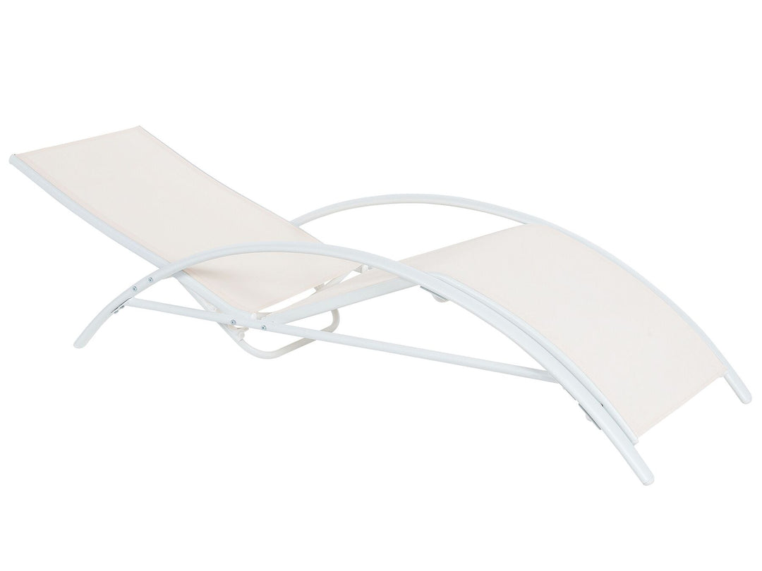 Steel Folding Garden Sun Lounger Beige Philippos