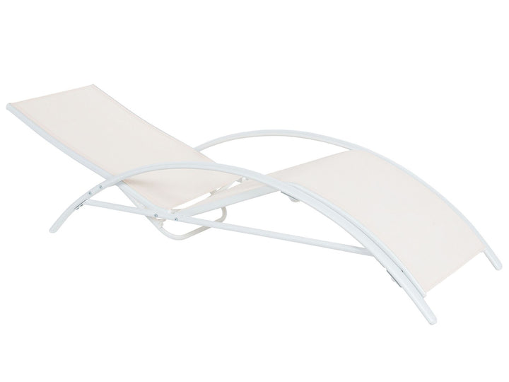 Steel Folding Garden Sun Lounger Beige Philippos