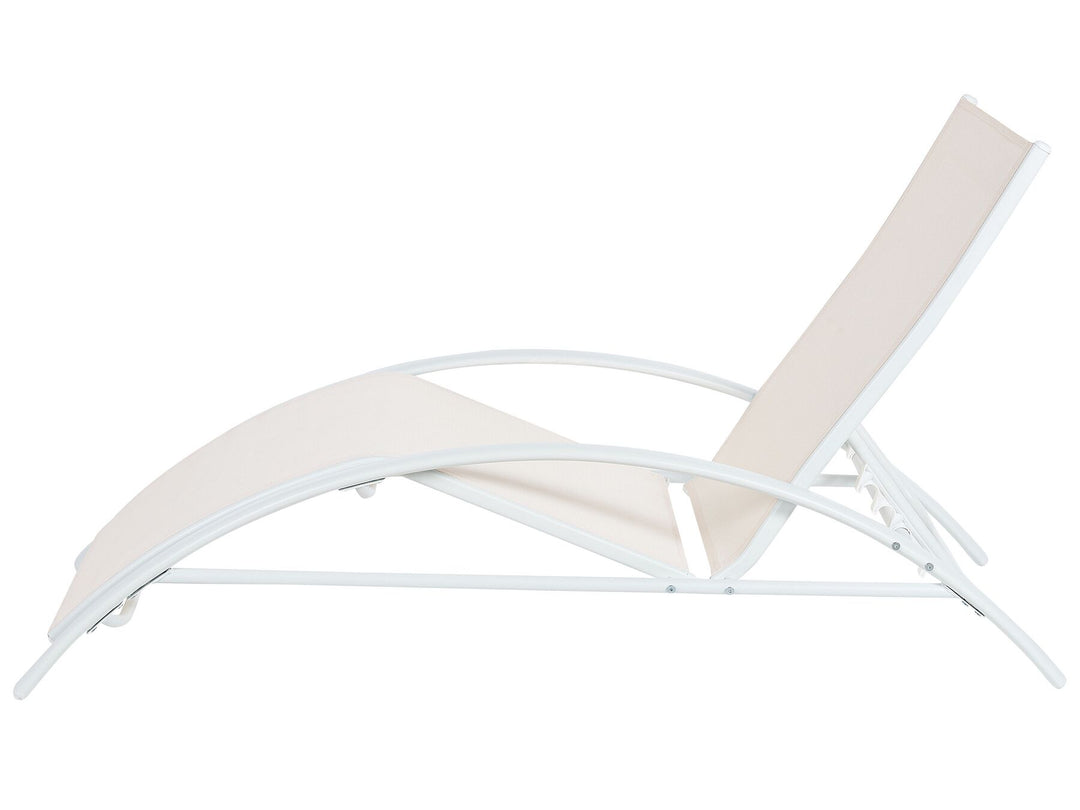 Steel Folding Garden Sun Lounger Beige Philippos
