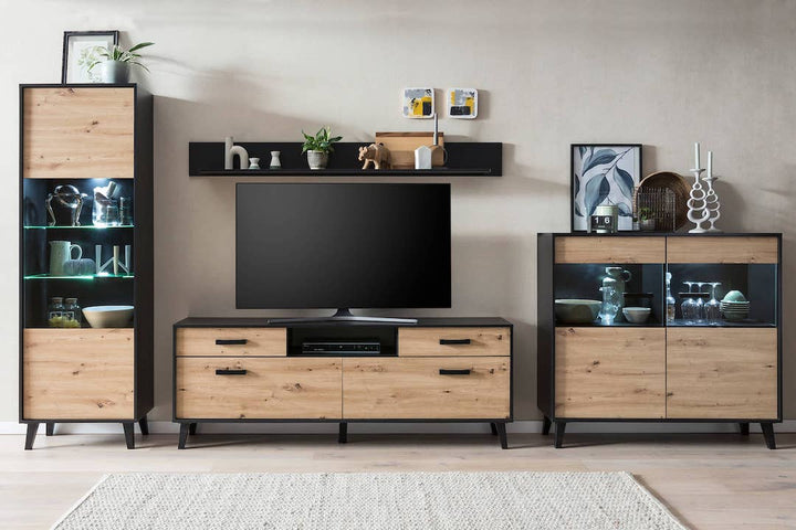 Artona 04 TV Cabinet Oak Artisan & Black Matt Finish