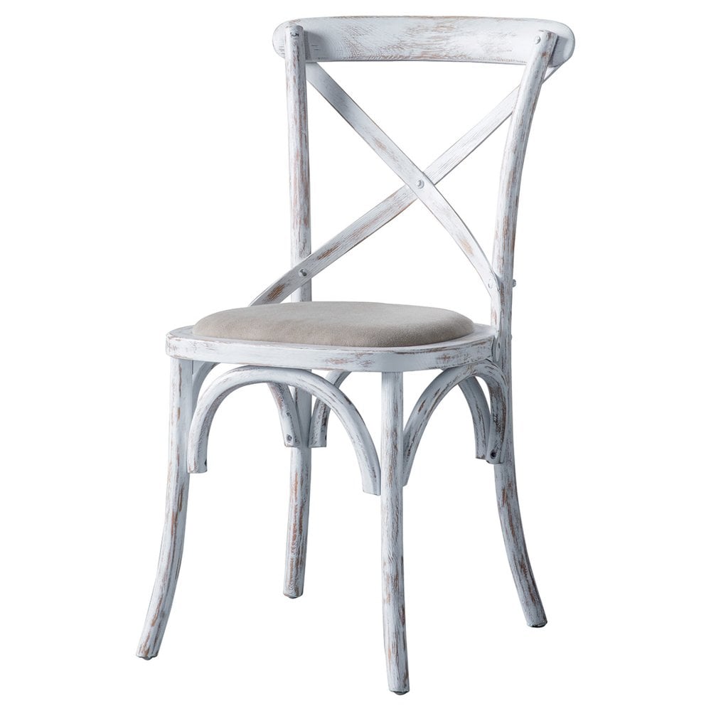 Set of 2 Dining Chair White Linen Fulton