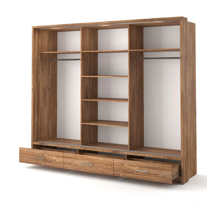 Isabella Sliding Door Wardrobe 250cm Oak Sterling With LED Lights