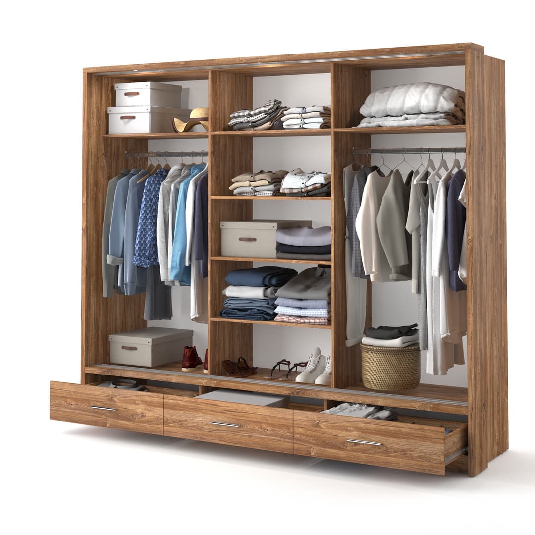 Isabella Sliding Door Wardrobe 250cm Oak Sterling With LED Lights