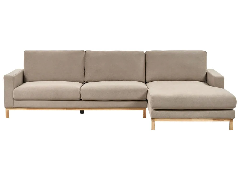 Corner Sofa 4 Seater SIGGARD Fabric Taupe Left Hand