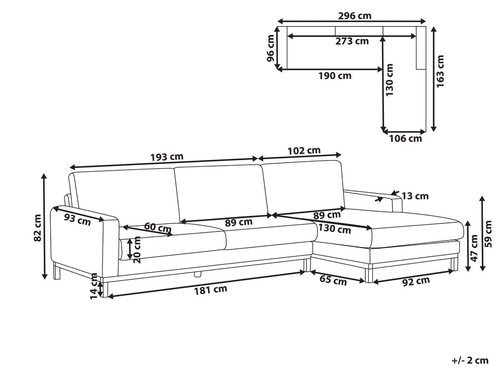 Corner Sofa 4 Seater Fabric Taupe Left Hand Seybert