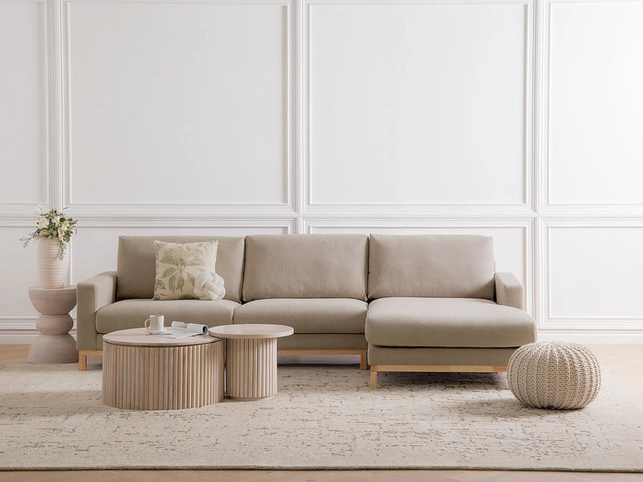 Corner Sofa 4 Seater SIGGARD Fabric Taupe Left Hand
