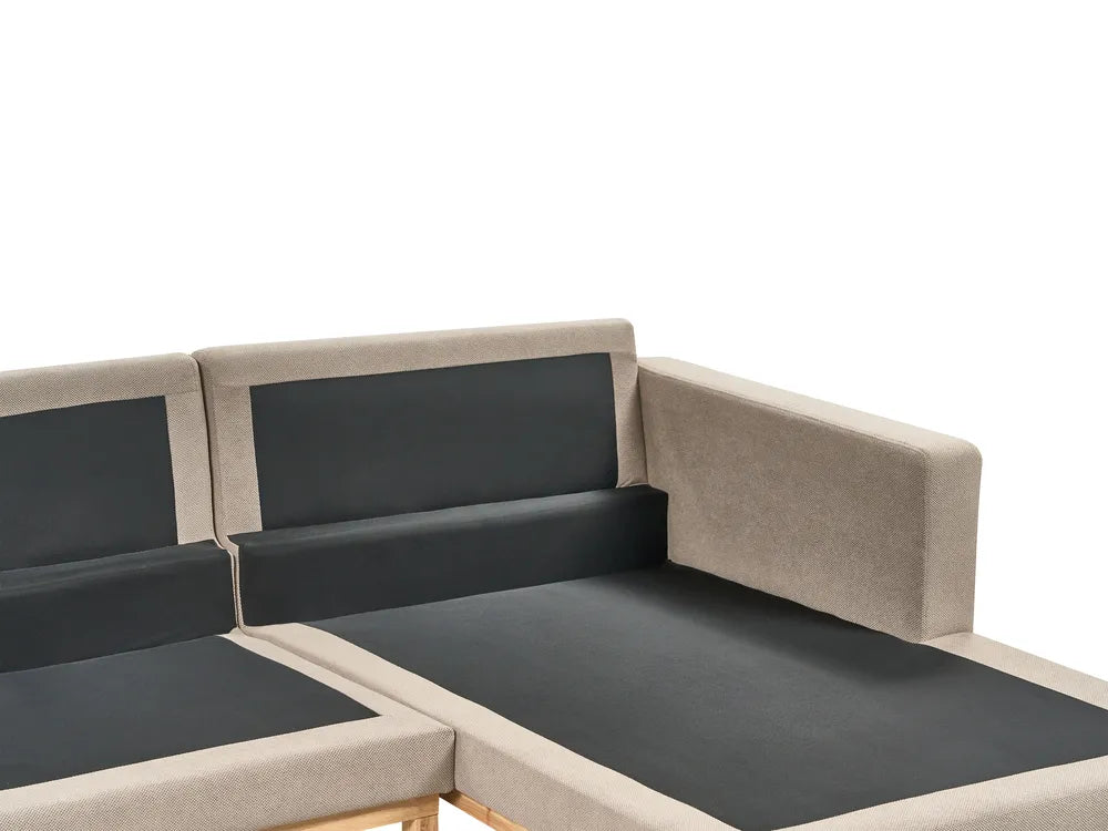 Corner Sofa 4 Seater Fabric Taupe Left Hand Seybert