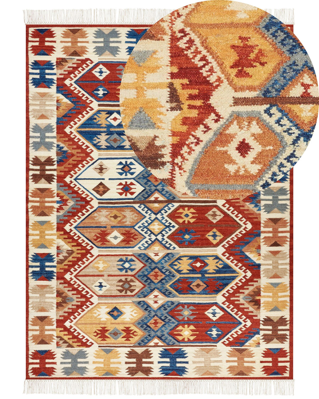 Vanashen Wool Kilim Area Rug 160 x 230 cm Multicolour