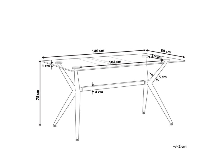 Mousoulita Glass Top Dining Table 140 x 80 cm Black