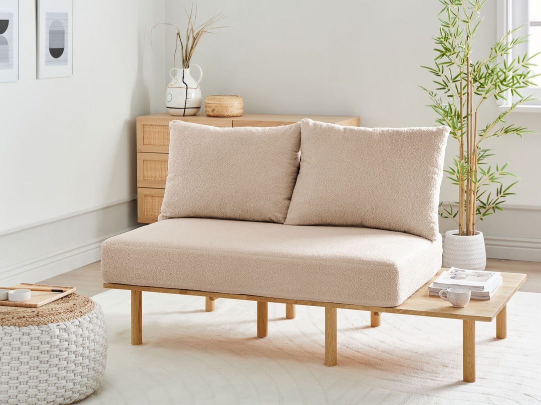 Salo 2 Seater Boucle Sofa with Table Beige