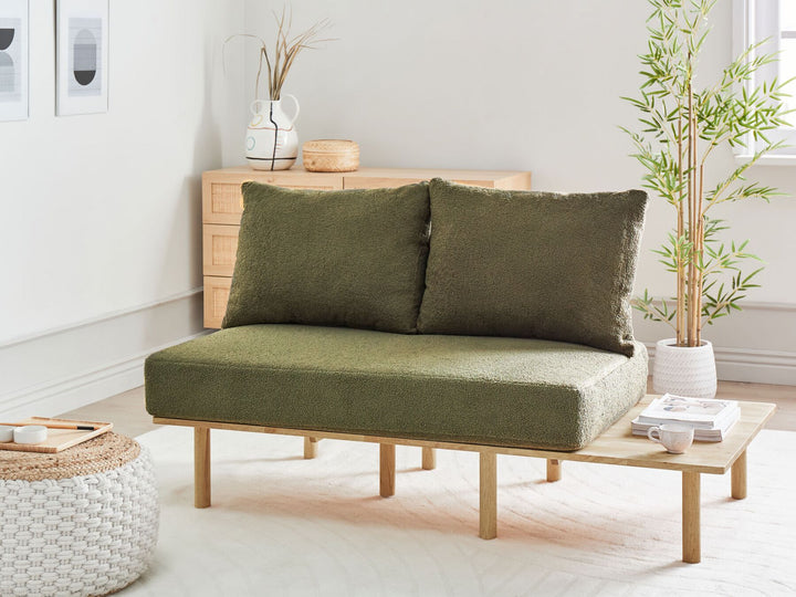 Salo 2 Seater Boucle Sofa with Table Dark Green