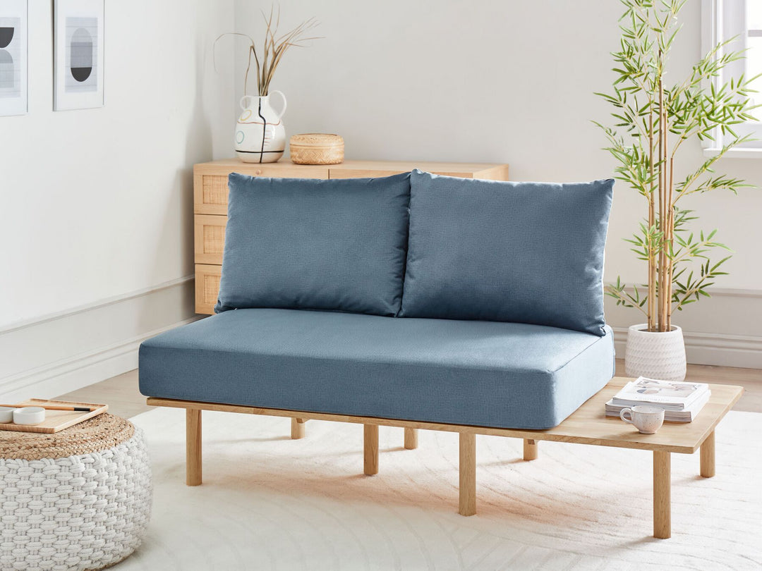 Salo 2 Seater Fabric Sofa with Table Blue