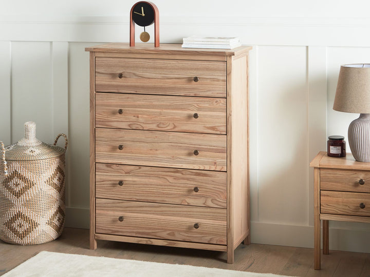 Salton 5 Drawer Chest 85 cm Light Wood