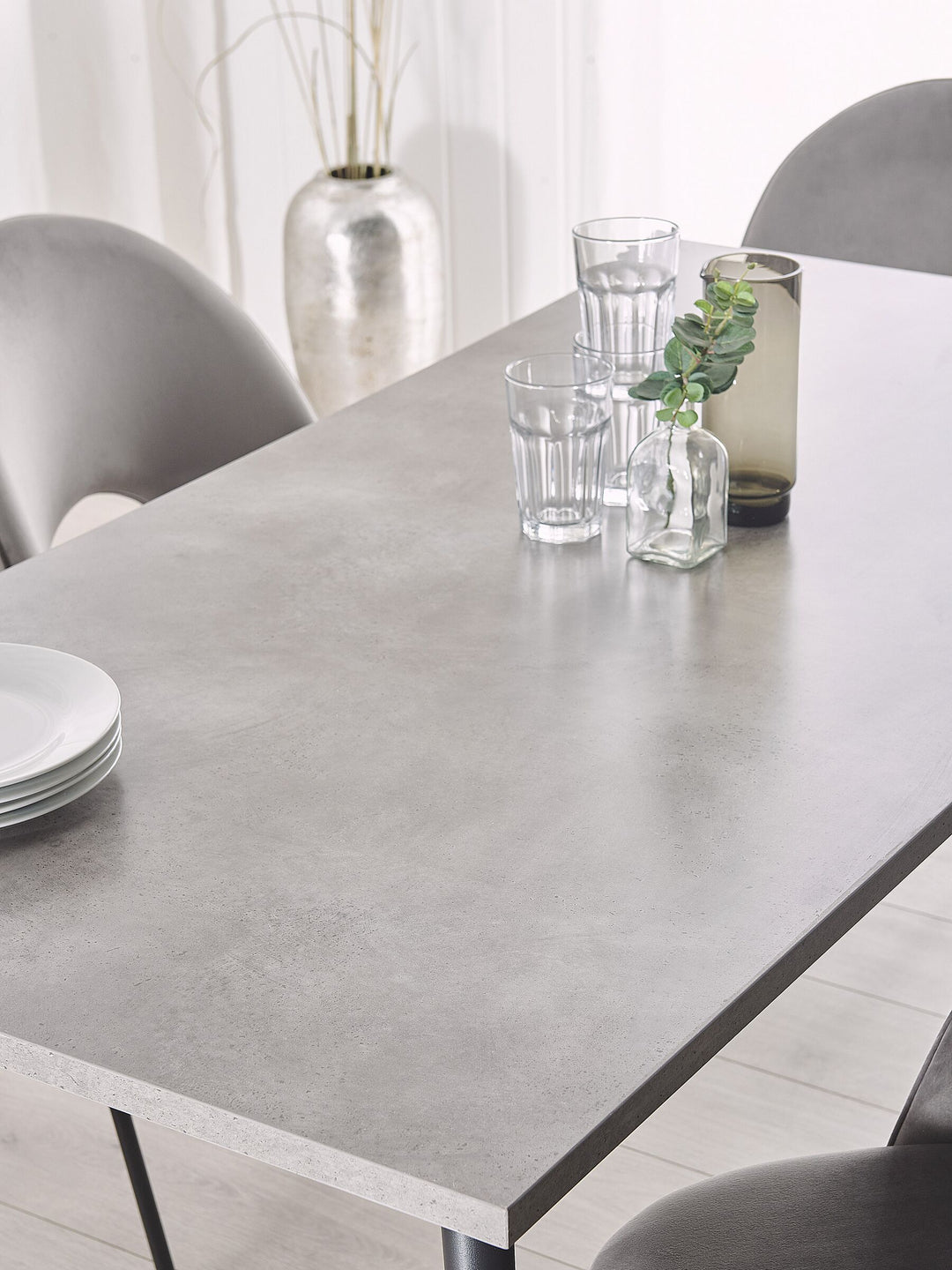 Burton Dining Table 160 x 80 cm Concrete Effect with Black