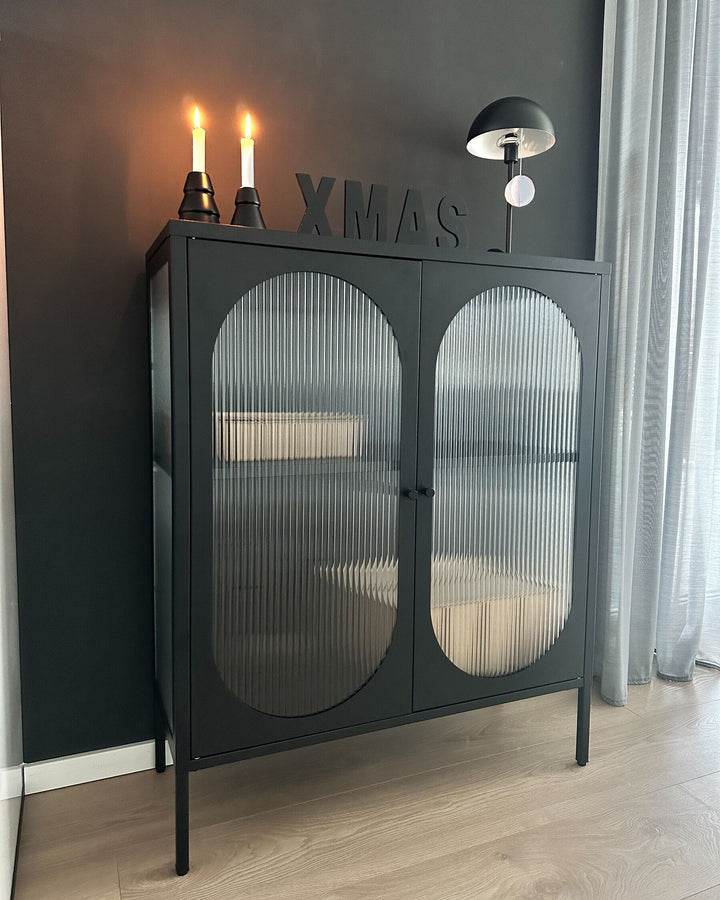 Damyah Steel Display Cabinet Black