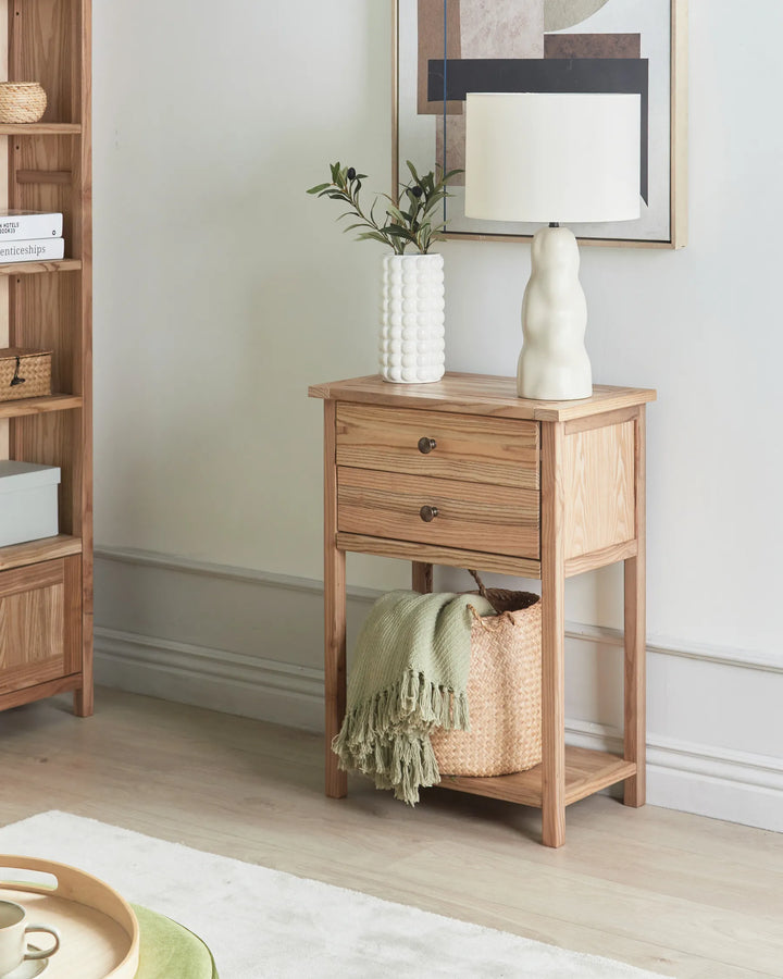 Console Table Sassafras Wood Brown Elegant Design Helaro