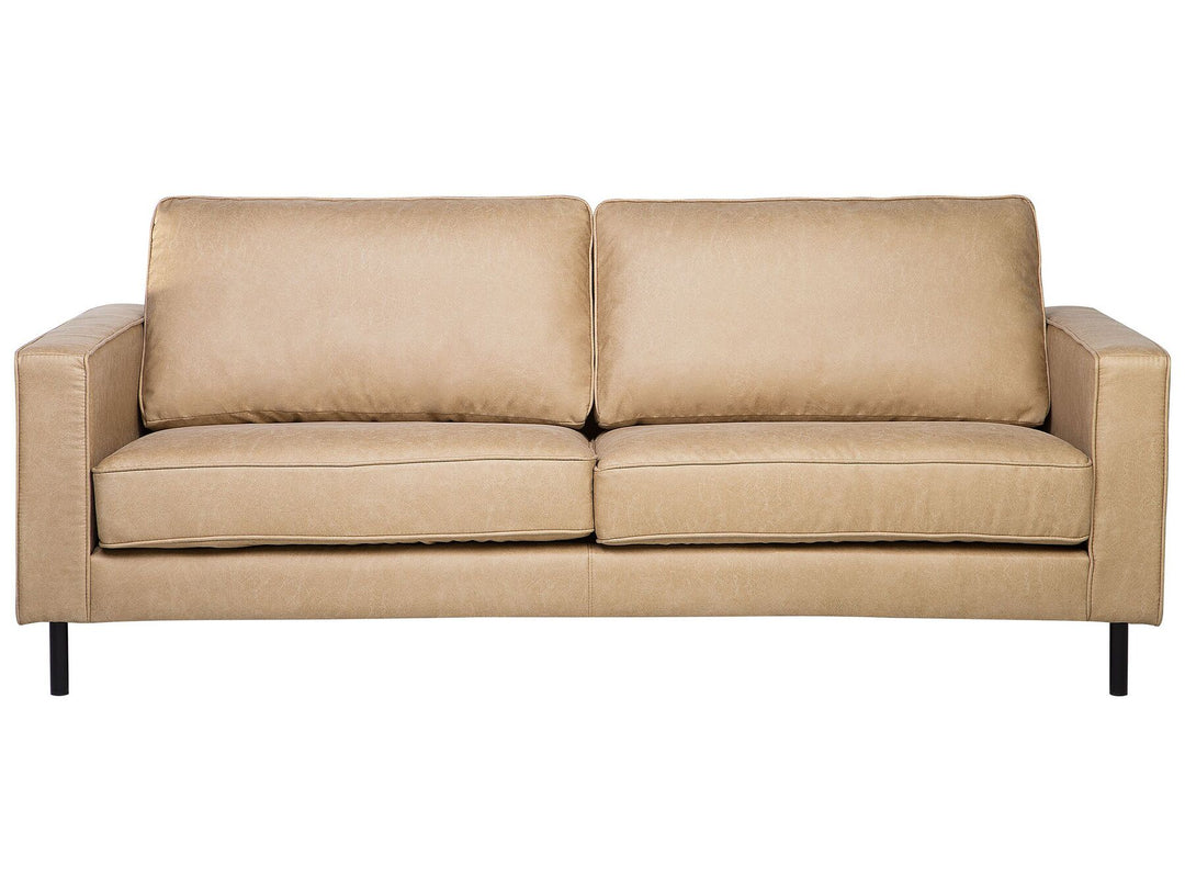 Savalen 3 Seater Faux Leather Sofa Beige