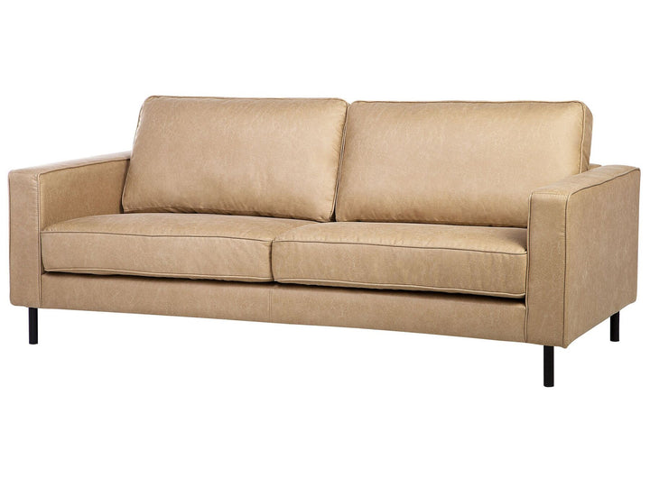 Savalen 3 Seater Faux Leather Sofa Beige