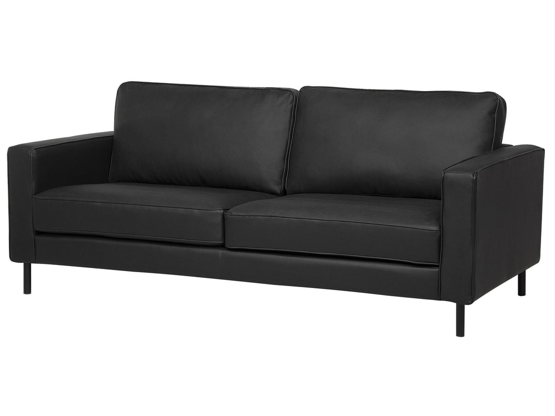 Savalen 3 Seater Leather Sofa Black