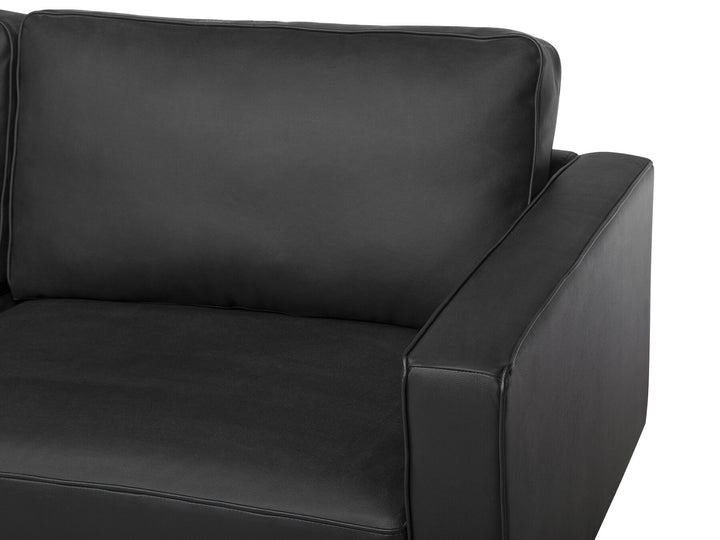 Savalen 3 Seater Leather Sofa Black