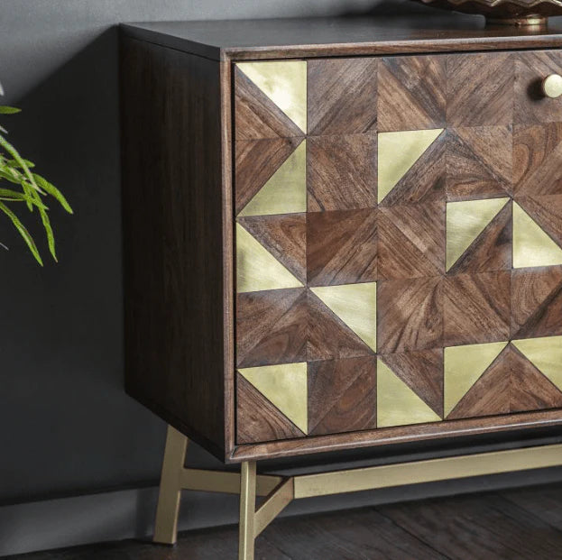 Tate 3 Door Sideboard in Brown and Gold