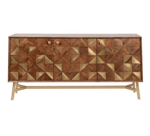 Tate 3 Door Sideboard in Brown and Gold